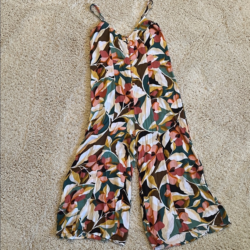 O'Neill Floral Wide-Leg Jumpsuit in Green, Pink, Brown